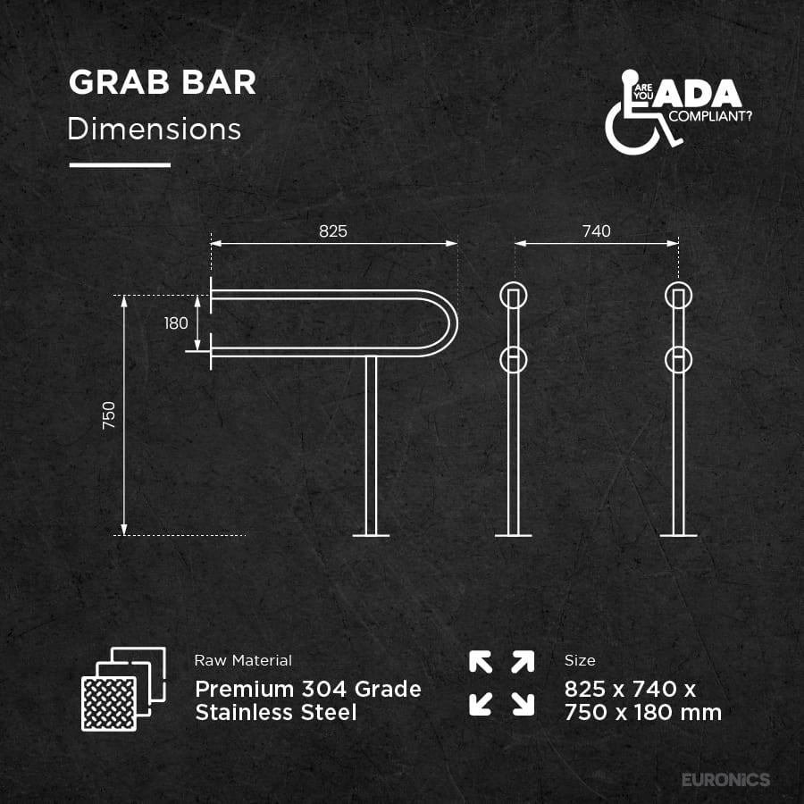 EGR03 U Shaped Disabled Grab Bar - Euronics Industries