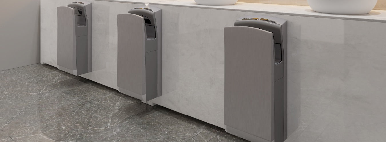 Eco-friendly hand dryer over tissue papers and paper dispensers