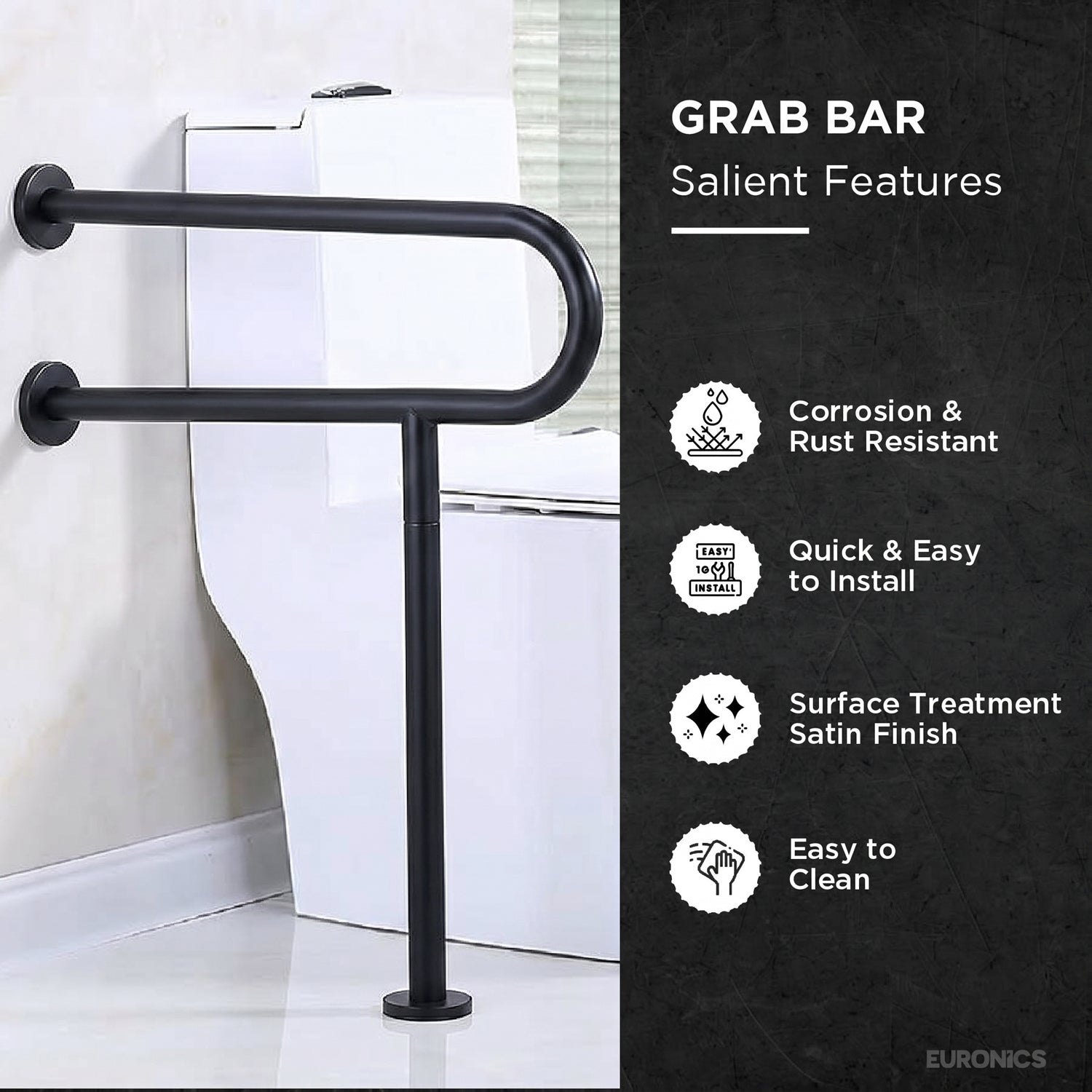 EGR03U-Shaped Stainless Steel Disabled Grab Bars for WC, Washbasin & Urinal Areas