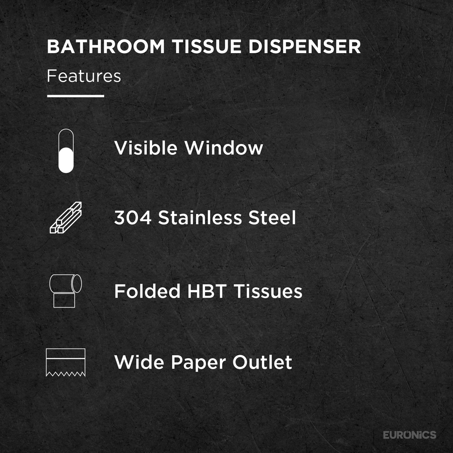 EHBT01 Stainless Steel Folded Tissue Dispenser for WC & Washroom Areas