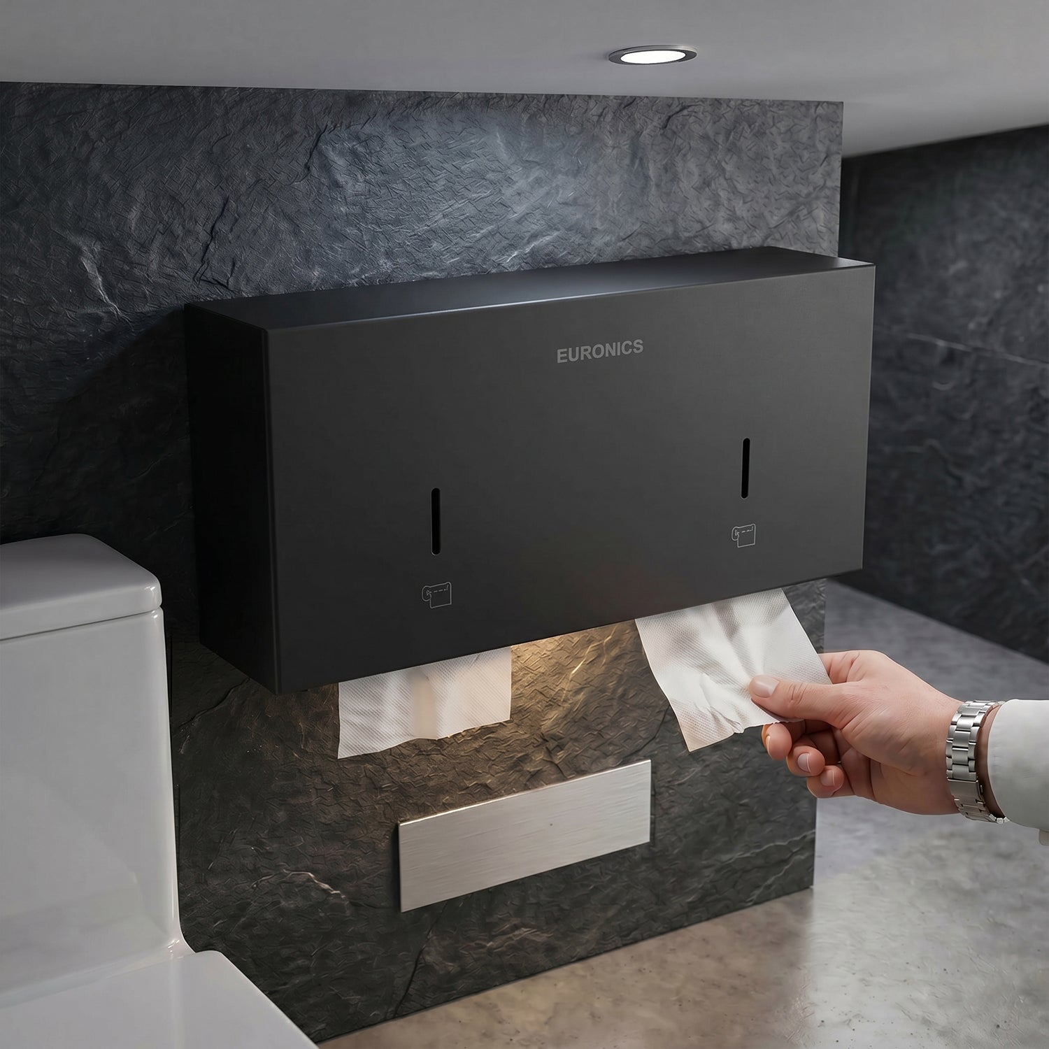 Image of EJ44 Mobile Twin Jumbo Roll Dispenser with Stainless Steel Stand for WC Areas