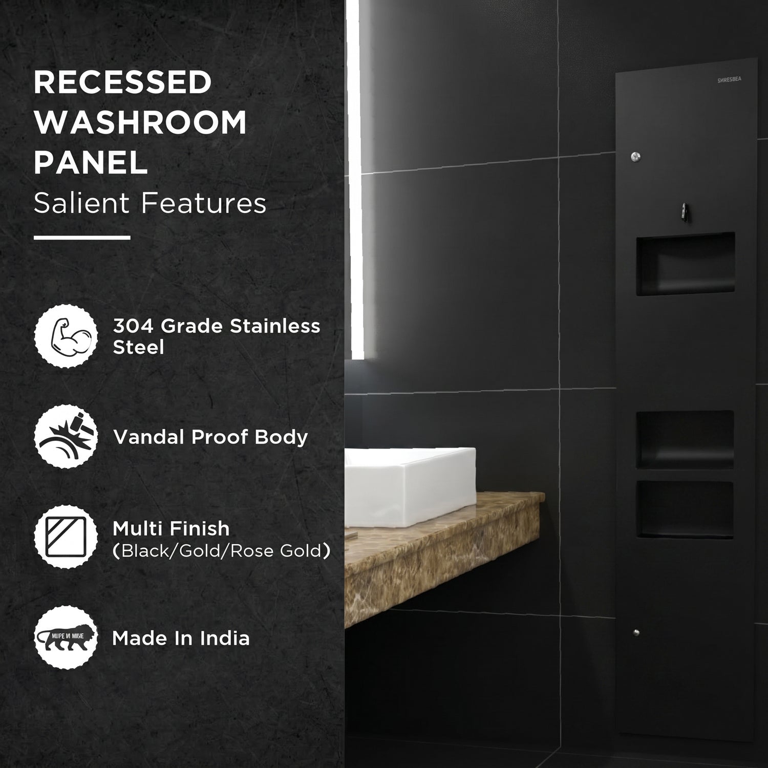 Image of KMR2N — Hand Dryer + Tissue Dispenser + Waste Receptacle Recessed All-in-One Hand Hygiene Station for Commercial Washrooms