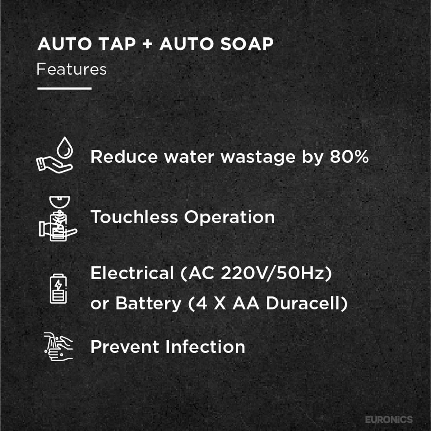 KSDT10 — Auto Tap + Auto Soap Compact Integrated Touch-Free Tap & Soap System for Commercial Washrooms - eur-BKSDT10