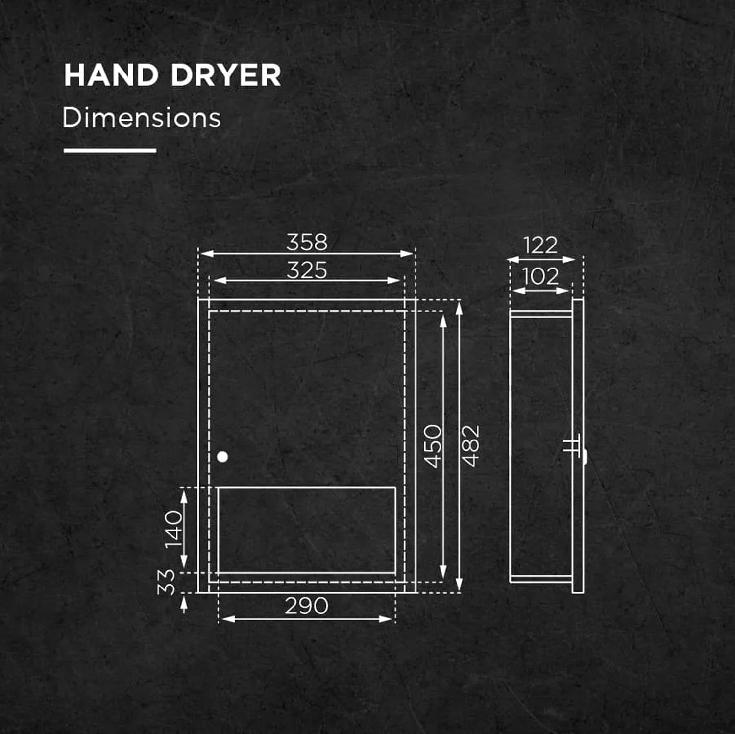 Image of RHD2 | Recessed Automatic Hand Dryer/ Compact Built-In Automatic Hand Dryer for Space-Efficient Commercial Washrooms