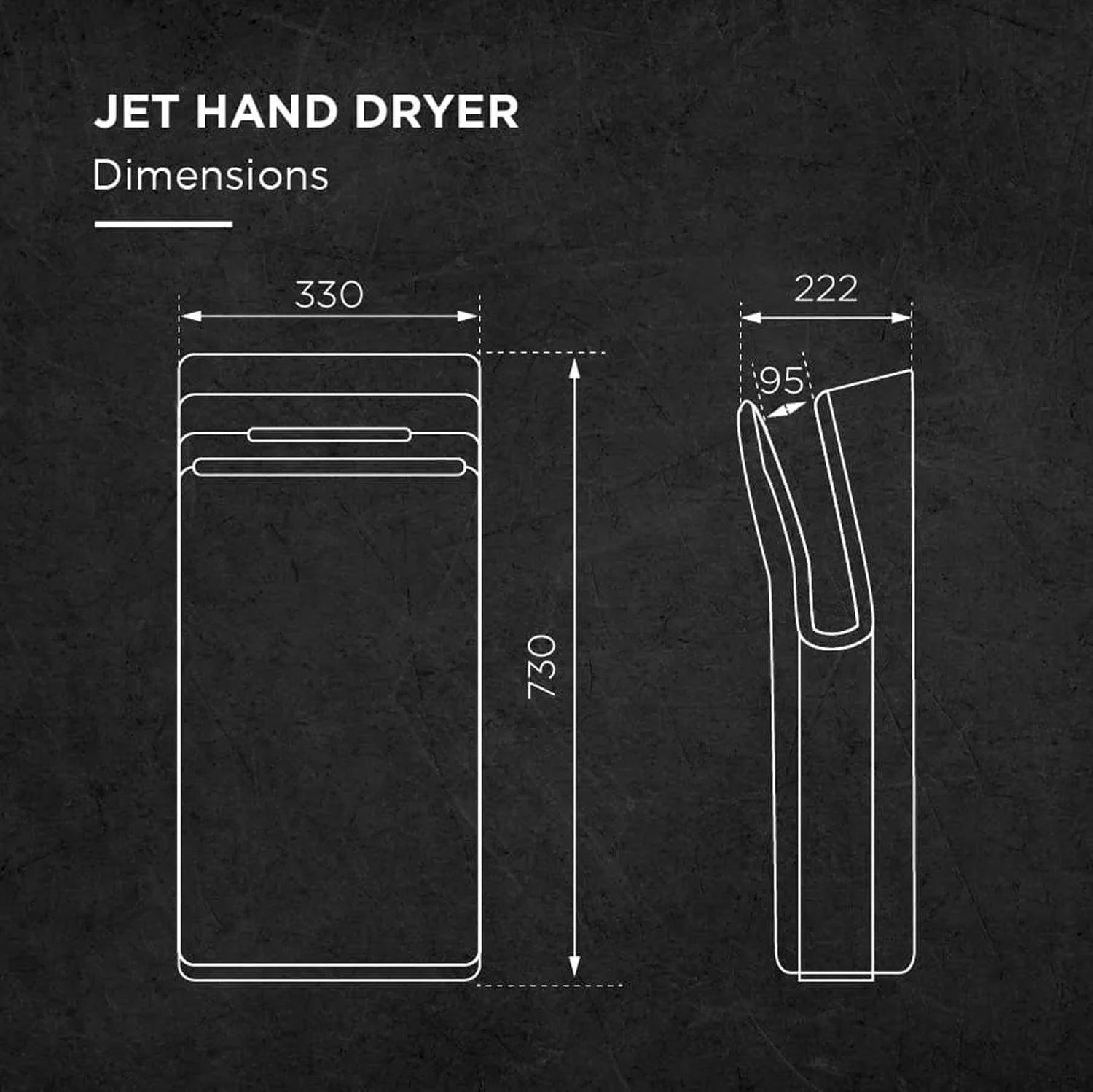 XJD3B | Jet Automatic Hand Dryer (Brushless Motor)/ Premium Stainless-Steel Jet Automatic Hand Dryer for High-Traffic Commercial Washrooms