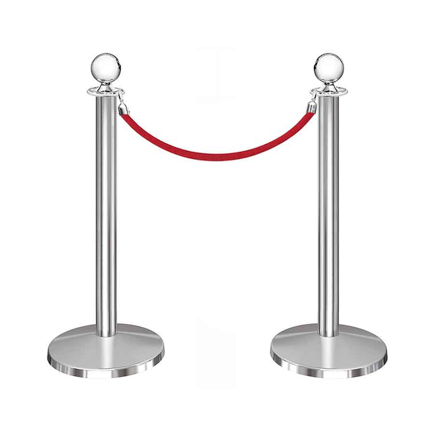 Image of EQM2P Classic Post Rope Barrier Elegant Stainless Steel Rope Barrier System for Premium Queue Management