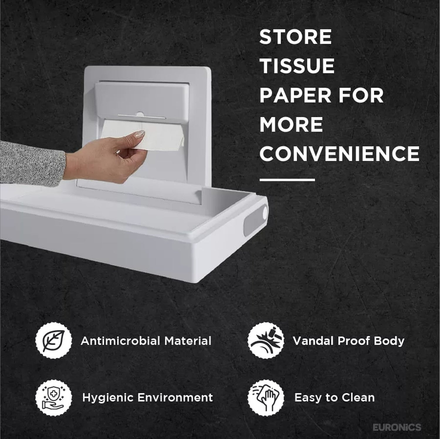 Image of EDC1 Baby Diaper Changing Station Wall-Mounted HDPE Baby Diaper Changing Station for Commercial Washrooms