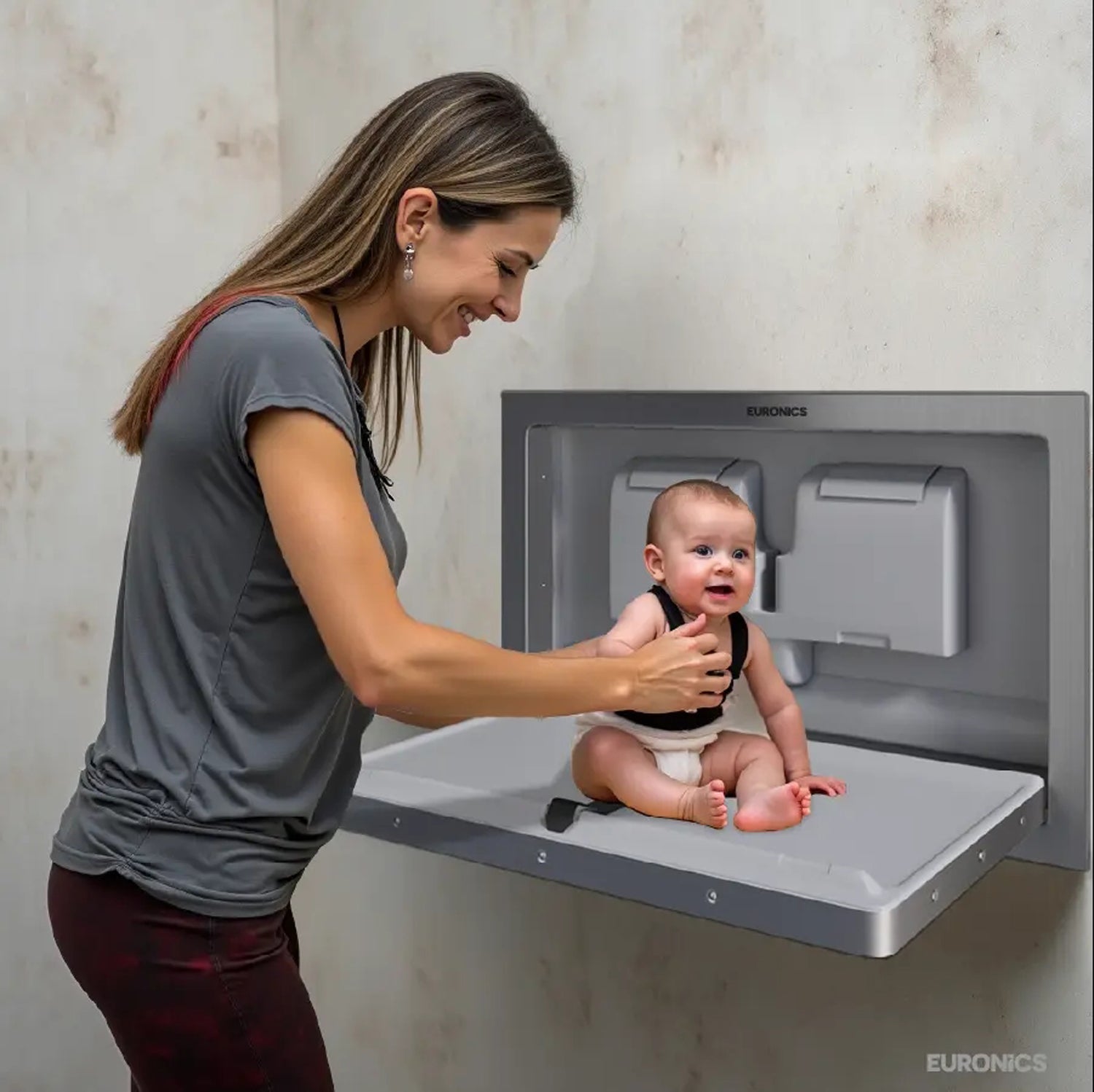 EDC4R Baby Diaper Changing Station (Recessed) Recessed Stainless Steel Baby Diaper Changing Station for Commercial Washrooms