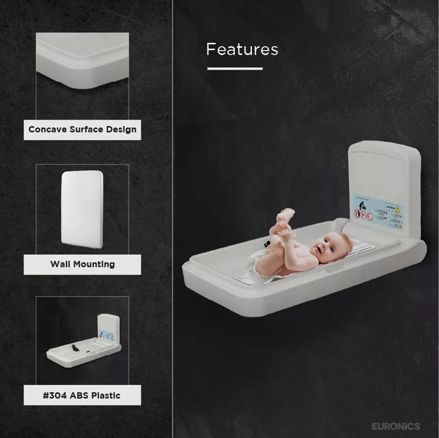 EDC6V Baby Diaper Changing Station Heavy-Duty ABS Baby Diaper Changing Station for Commercial Washrooms