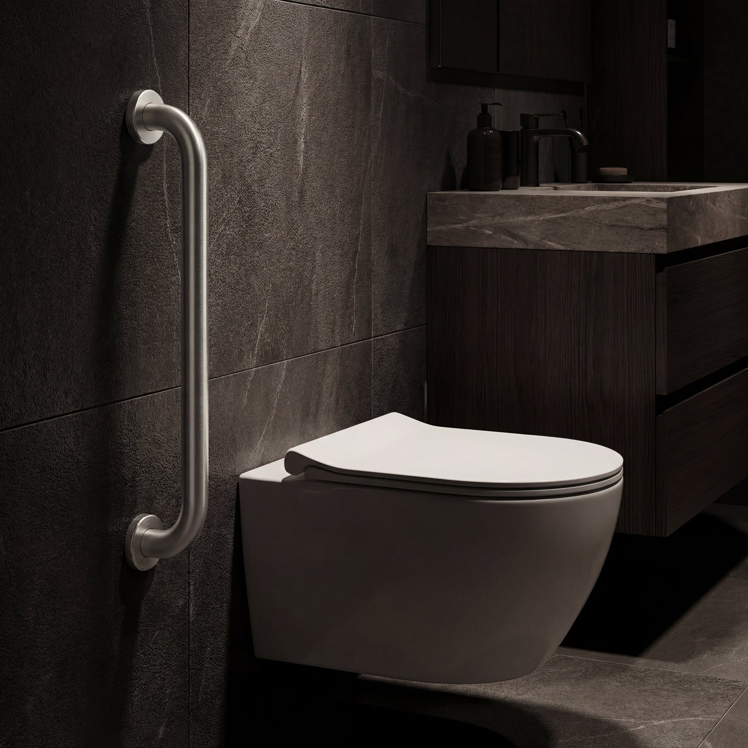 Image of Straight Stainless Steel Disabled Grab Bar for WC Areas - eur-GEGR01