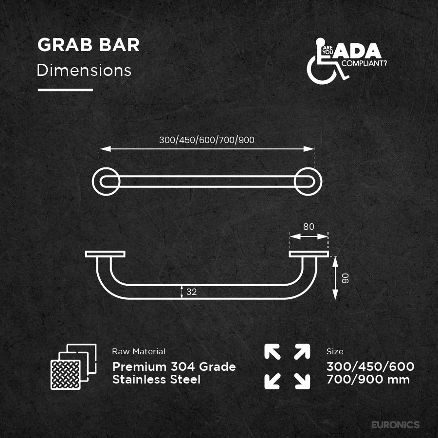 EGR01 Straight Disabled Grab Bar (600mm)