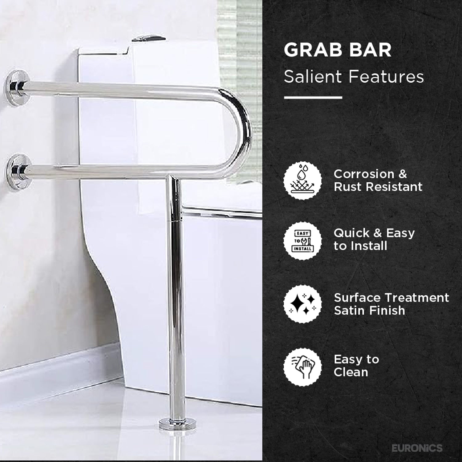 EGR03U-Shaped Stainless Steel Disabled Grab Bars for WC, Washbasin & Urinal Areas
