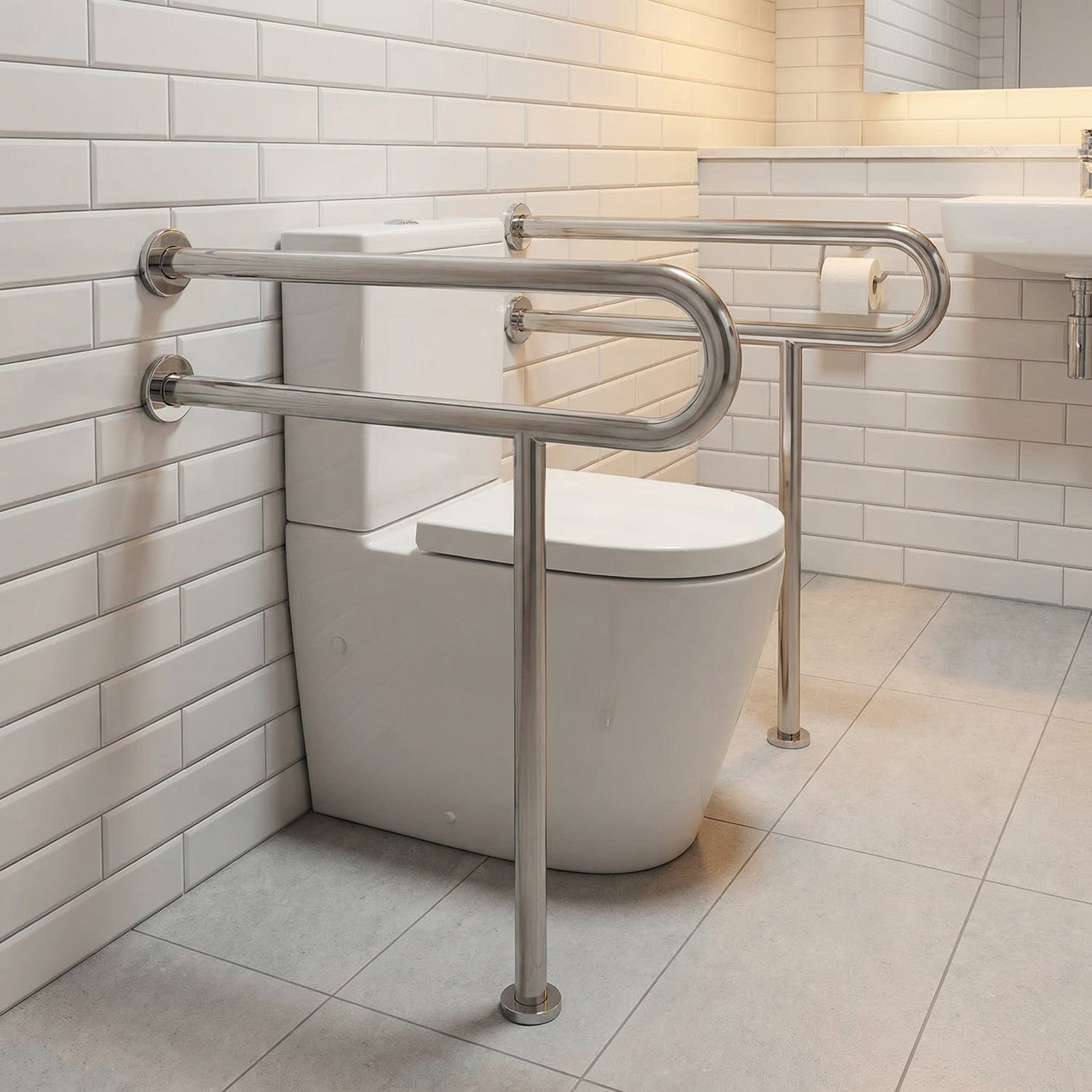 Image of EGR03U-Shaped Stainless Steel Disabled Grab Bars for WC, Washbasin & Urinal Areas