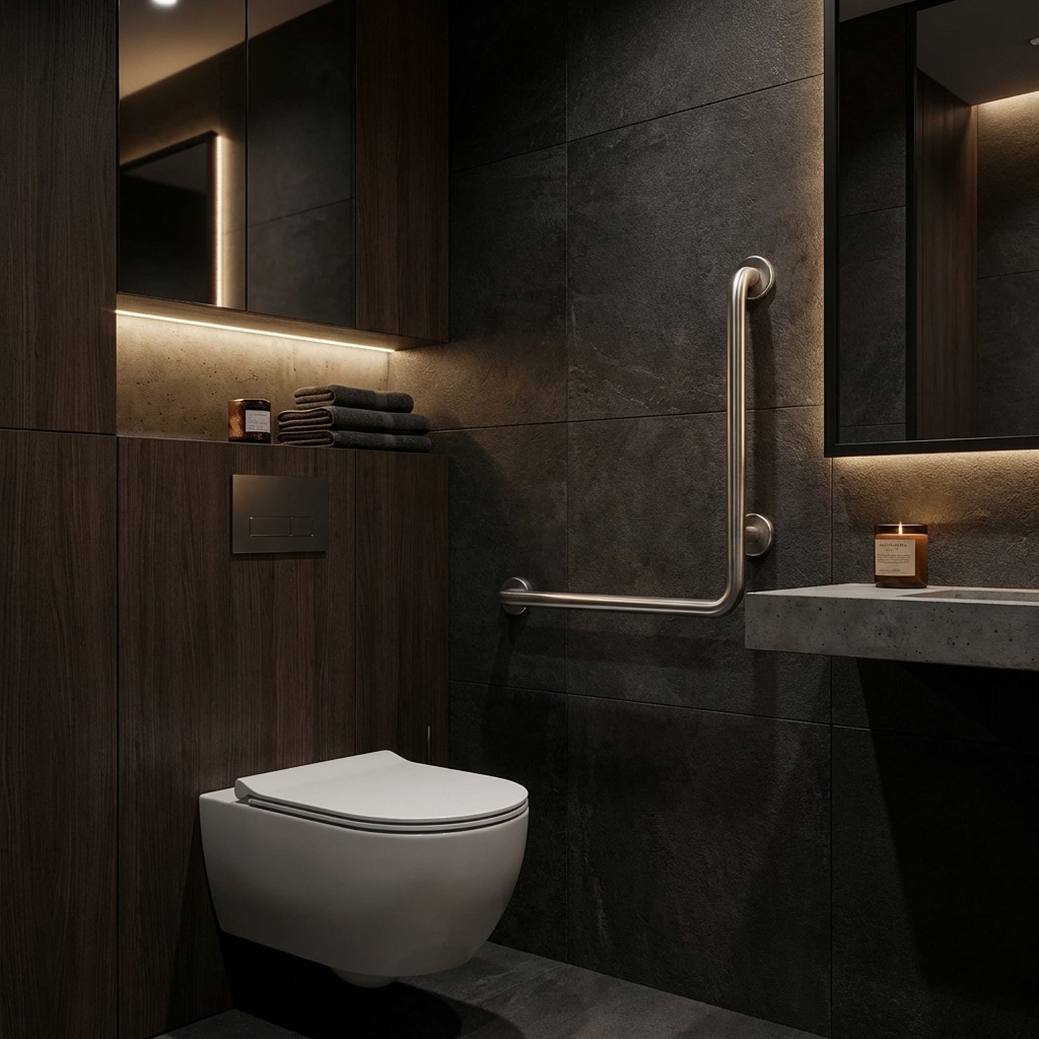 Image of EGR04L-Shaped Stainless Steel Disabled Grab Bar for WC Areas