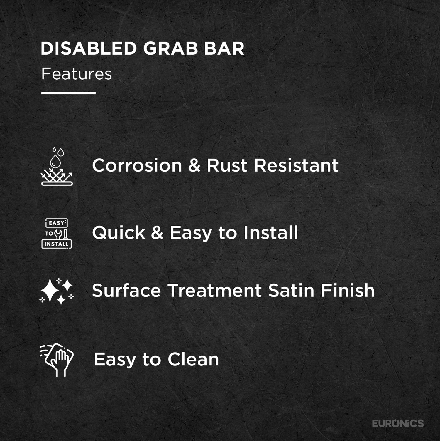 Image of EGR15 Compact Stainless Steel Disabled Grab Bar for WC Areas