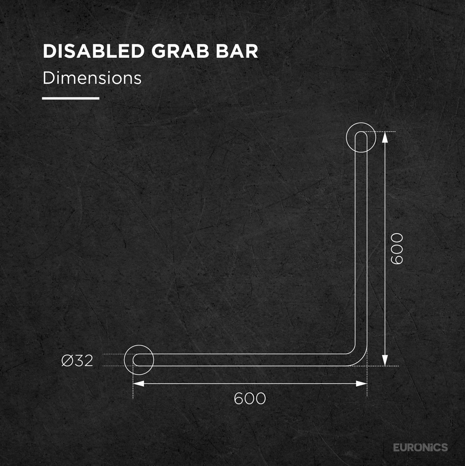 Image of EGR18 Reverse L-Shaped Stainless Steel Disabled Grab Bar for WC Areas