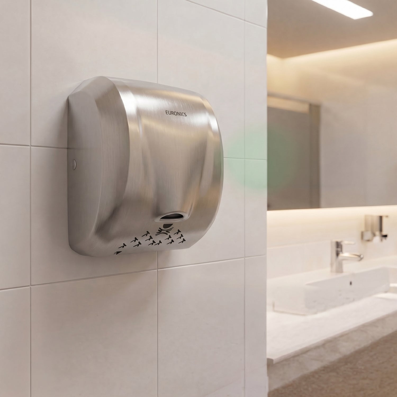 EH210N | Automatic Hand Dryer  Compact Neutral-Finish Automatic Hand Dryer for Commercial Washrooms