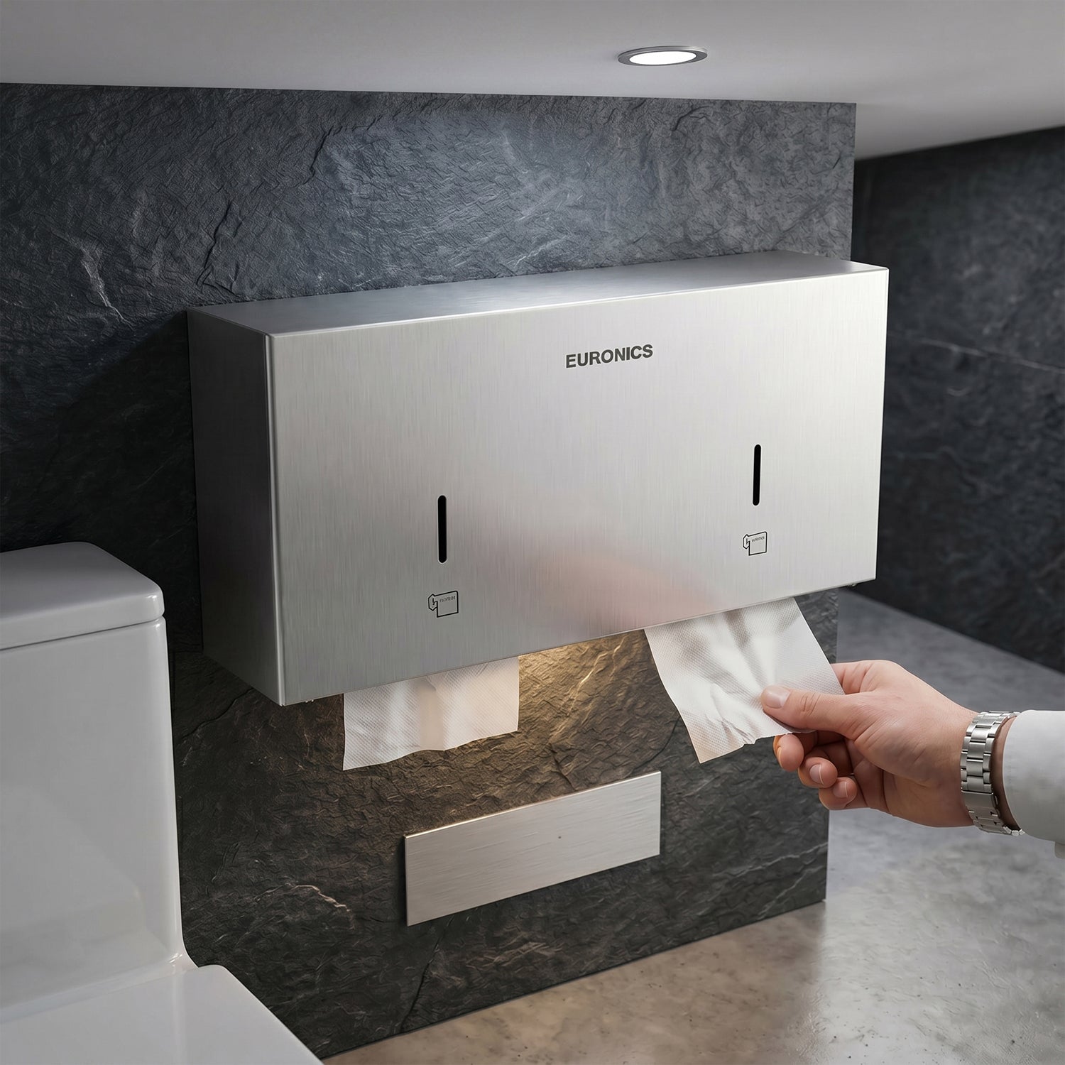 Image of EJ44 Mobile Twin Jumbo Roll Dispenser with Stainless Steel Stand for WC Areas