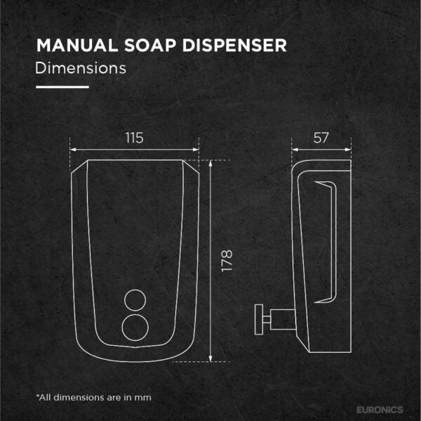 ES04 Stainless Steel Soap Dispenser Dimensions