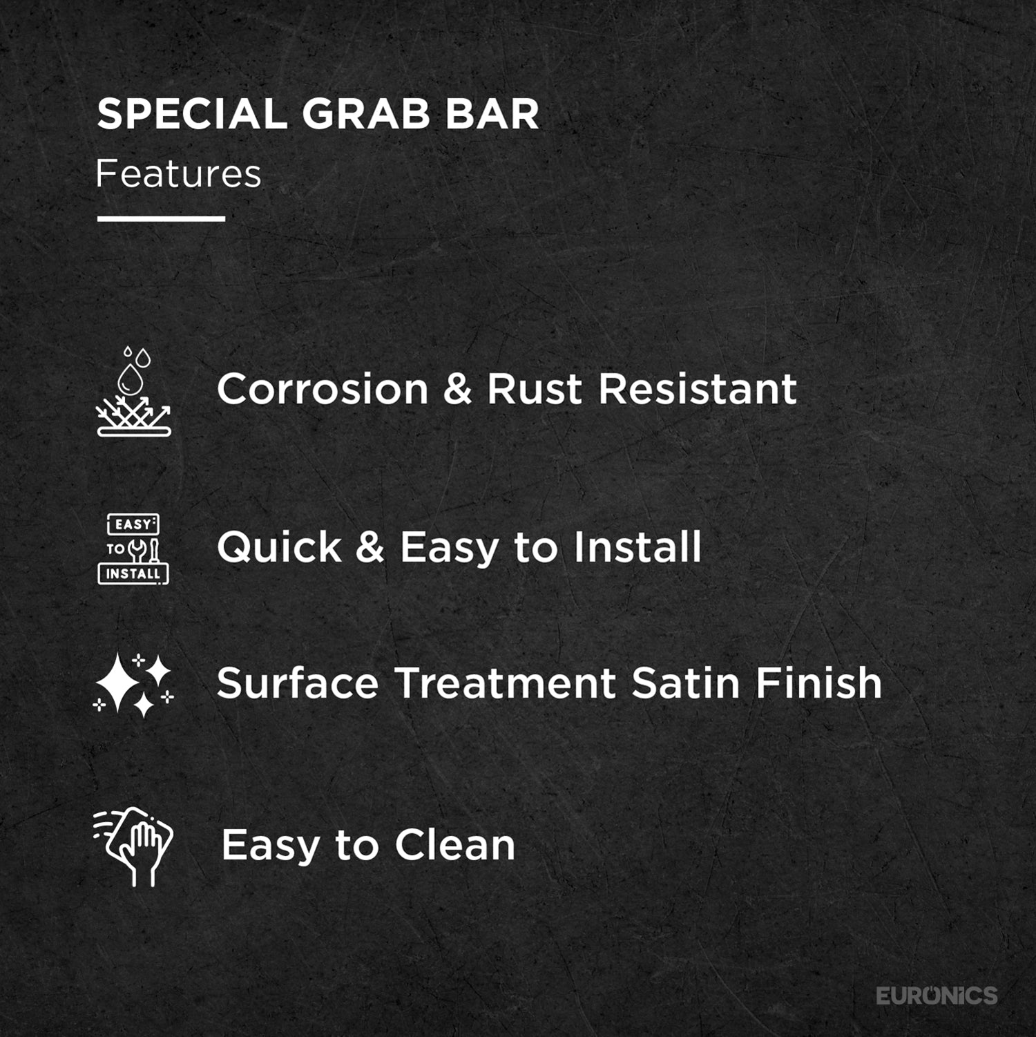 Image of ESGR10 Foldable Wall-Mounted Grab Bar with Anti-Slip Grip