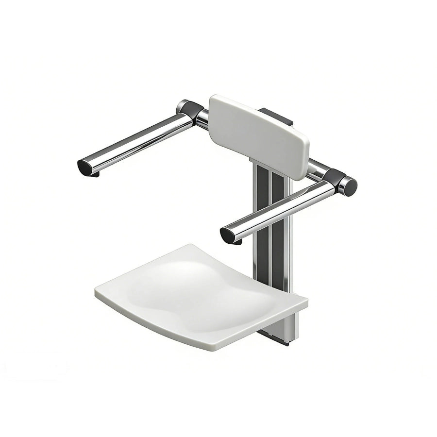 Image of Foldable & Height-Adjustable Wall-Mounted Shower Seat