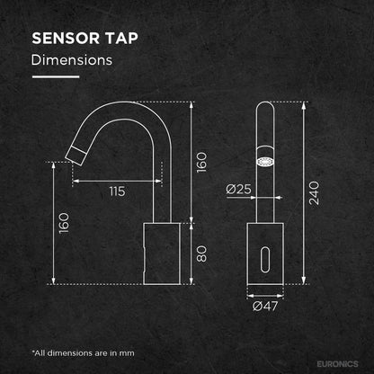 ET11 Sensor Tap Dimensions By Euronics Industries