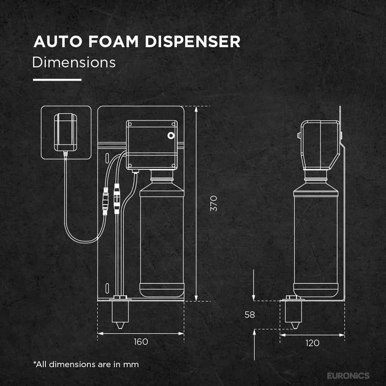 FBSD — Auto Foam Soap Dispenser Touch-Free Behind Mirror Foam Dispenser for Commercial & Public Wash Areas