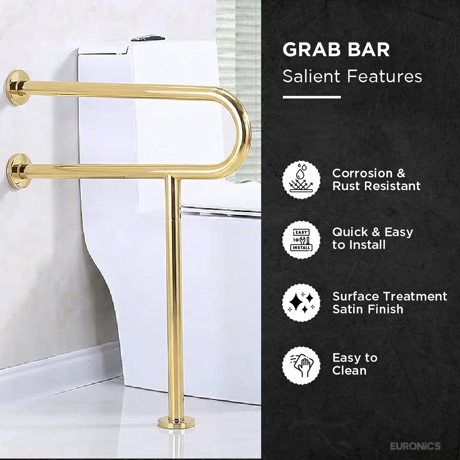 EGR03U-Shaped Stainless Steel Disabled Grab Bars for WC, Washbasin & Urinal Areas