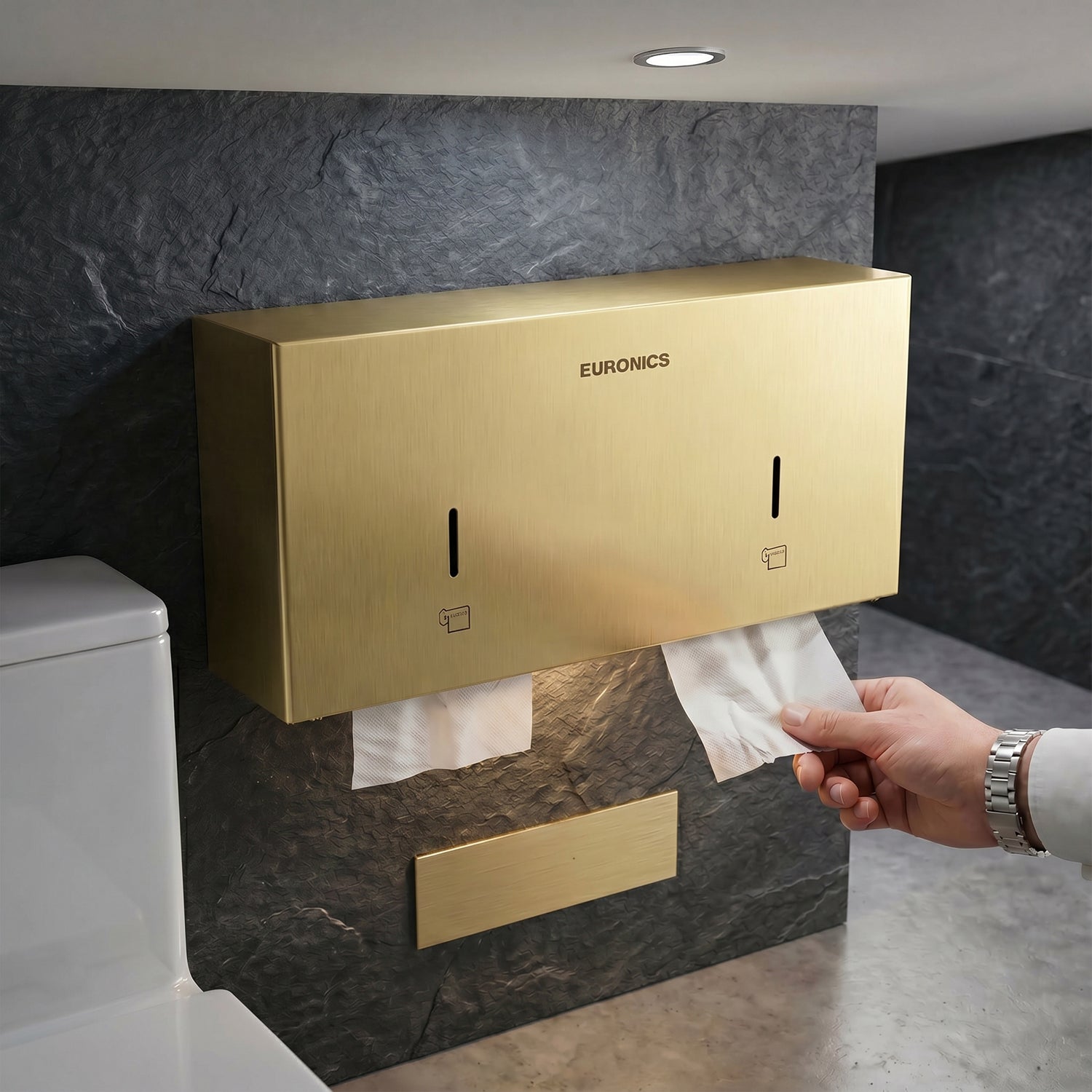 EJ44 Mobile Twin Jumbo Roll Dispenser with Stainless Steel Stand for WC Areas