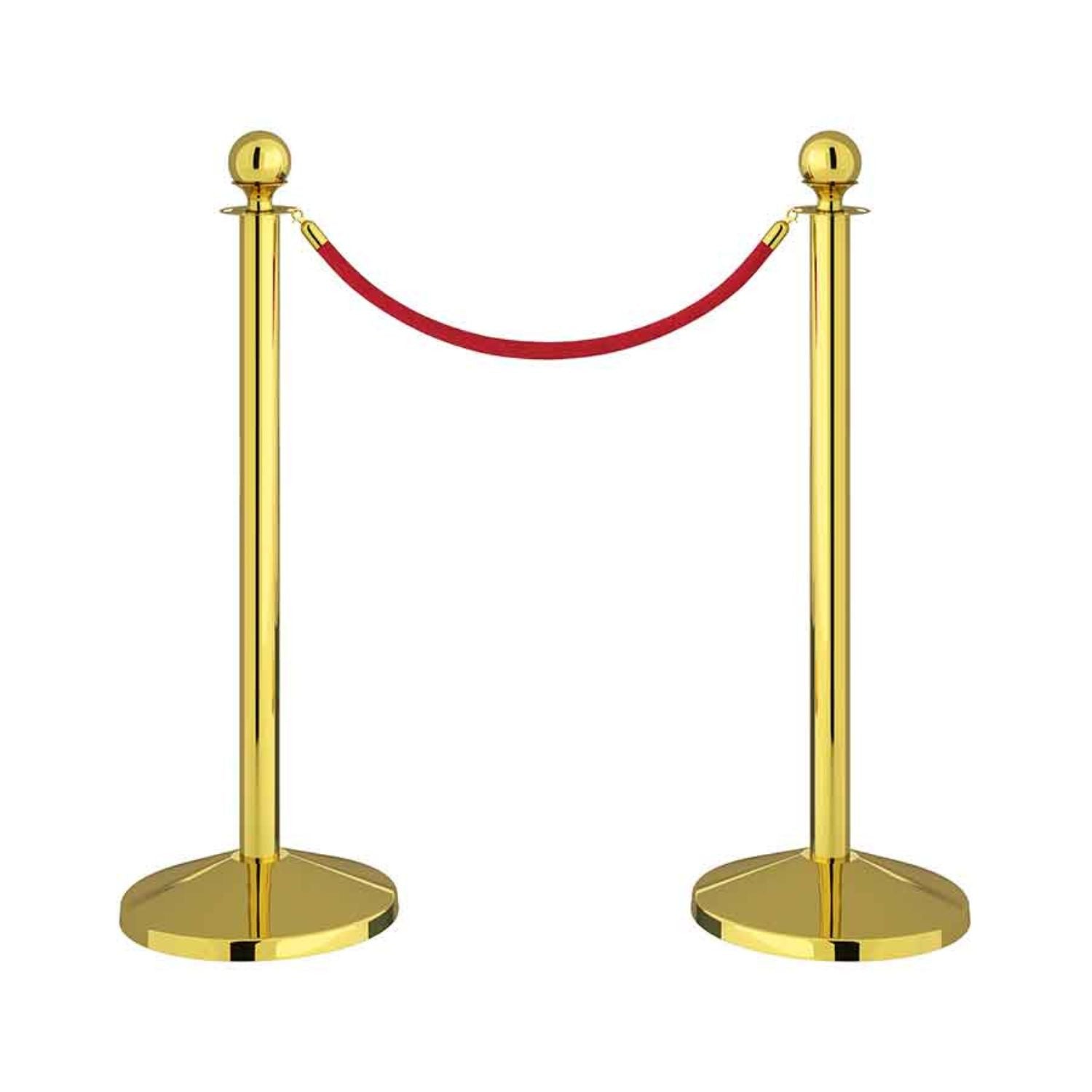 Image of GEQM3G Gold Classic Post Rope Barrier Luxury Gold-Finish Rope Barrier System for Premium Queue Management