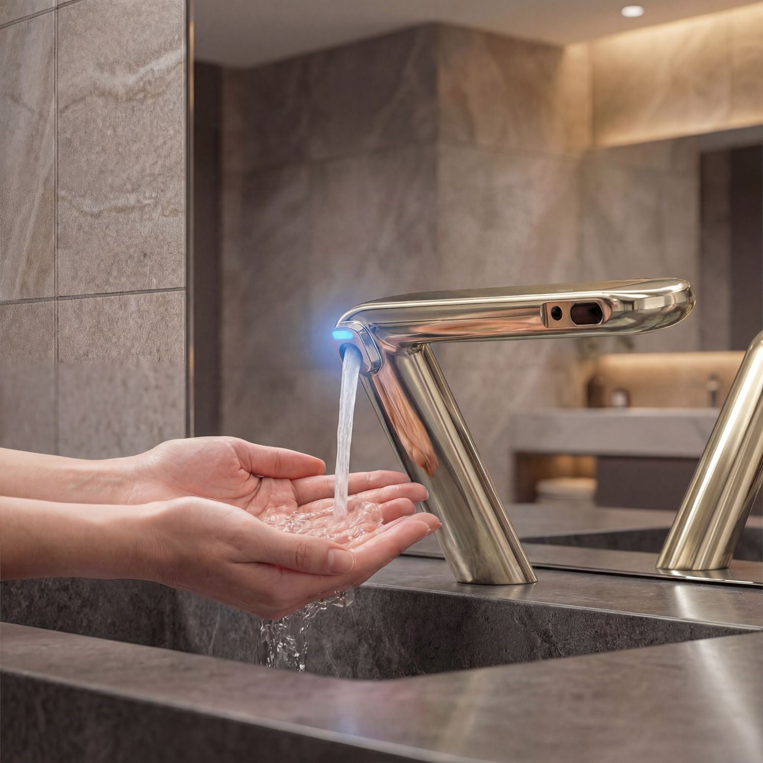 KSDT10 — Auto Tap + Auto Soap Compact Integrated Touch-Free Tap & Soap System for Commercial Washrooms
