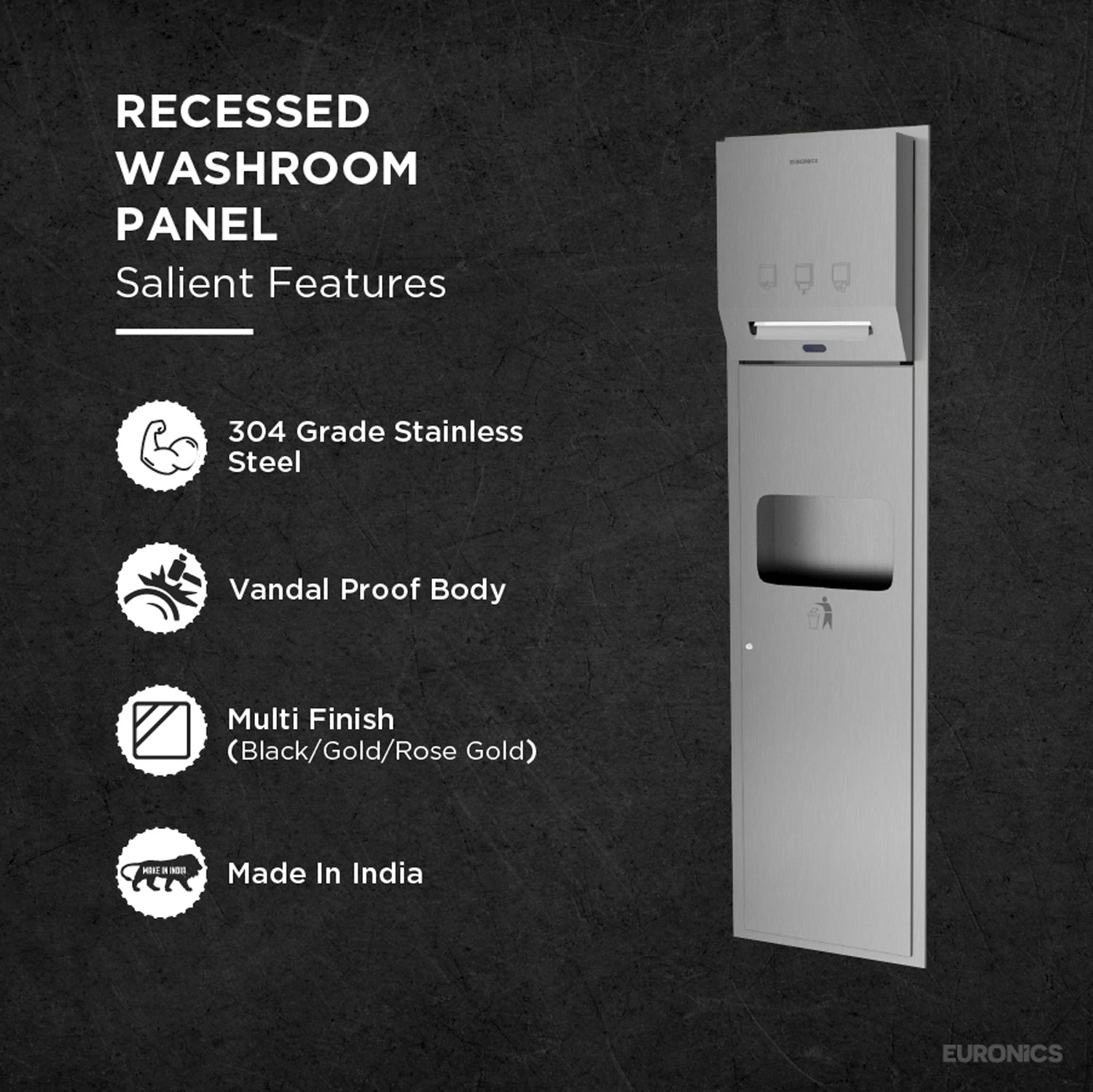 KPD14A — Recessed Automatic Paper Dispenser + Waste Bin
