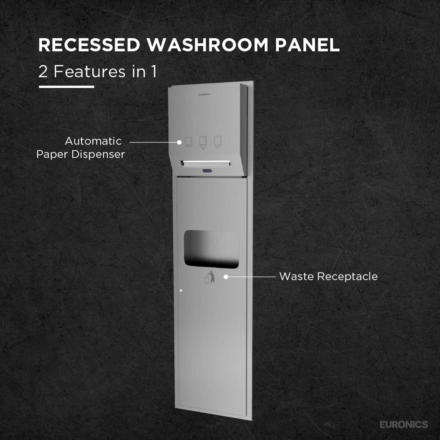 KPD14A — Recessed Automatic Paper Dispenser + Waste Bin