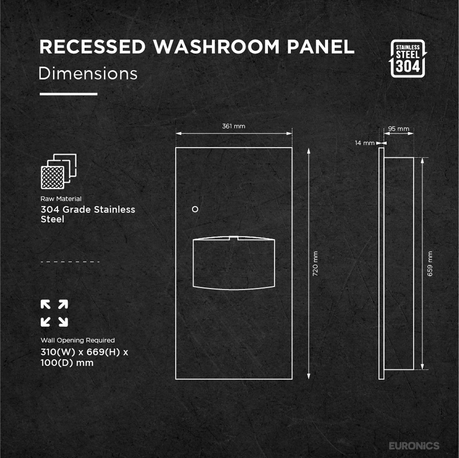 KPD3S — Tissue Dispenser + Waste Receptacle (Mini) Compact Recessed Paper Towel & Waste Management Unit for Premium Washrooms