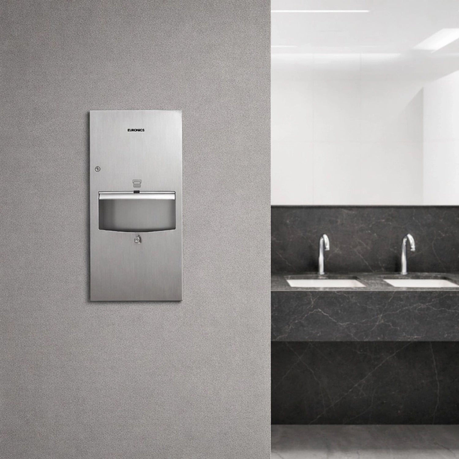 Image of KPD3S — Tissue Dispenser + Waste Receptacle (Mini) Compact Recessed Paper Towel & Waste Management Unit for Premium Washrooms