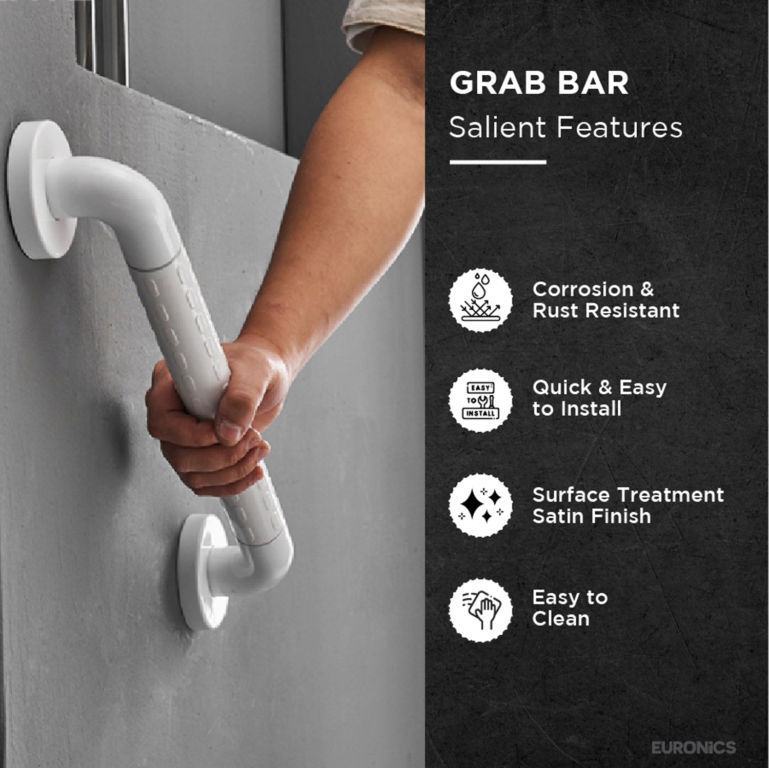 Image of NGR01 300MM -Nylon-Coated Stainless Steel Grab Bar for WC Areas