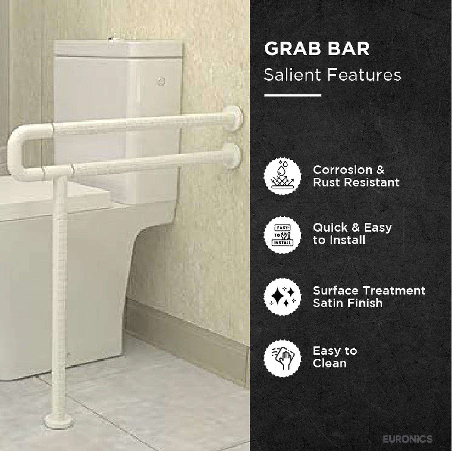 NGR03 U Nylon-Coated Stainless Steel U-Shaped Grab Bars for Washbasin & Urinal Areas