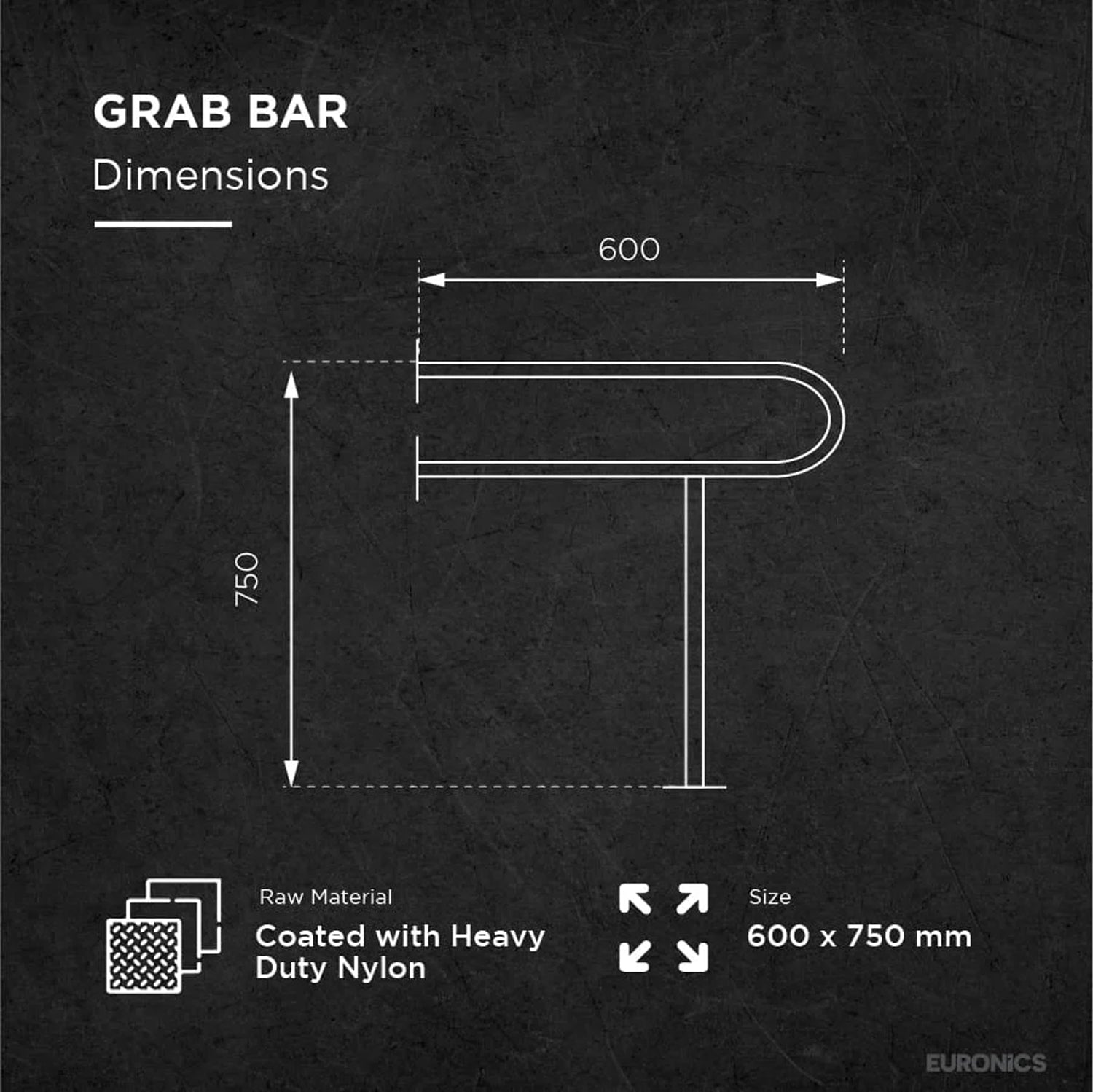 NGR03 U Nylon-Coated Stainless Steel U-Shaped Grab Bars for Washbasin & Urinal Areas