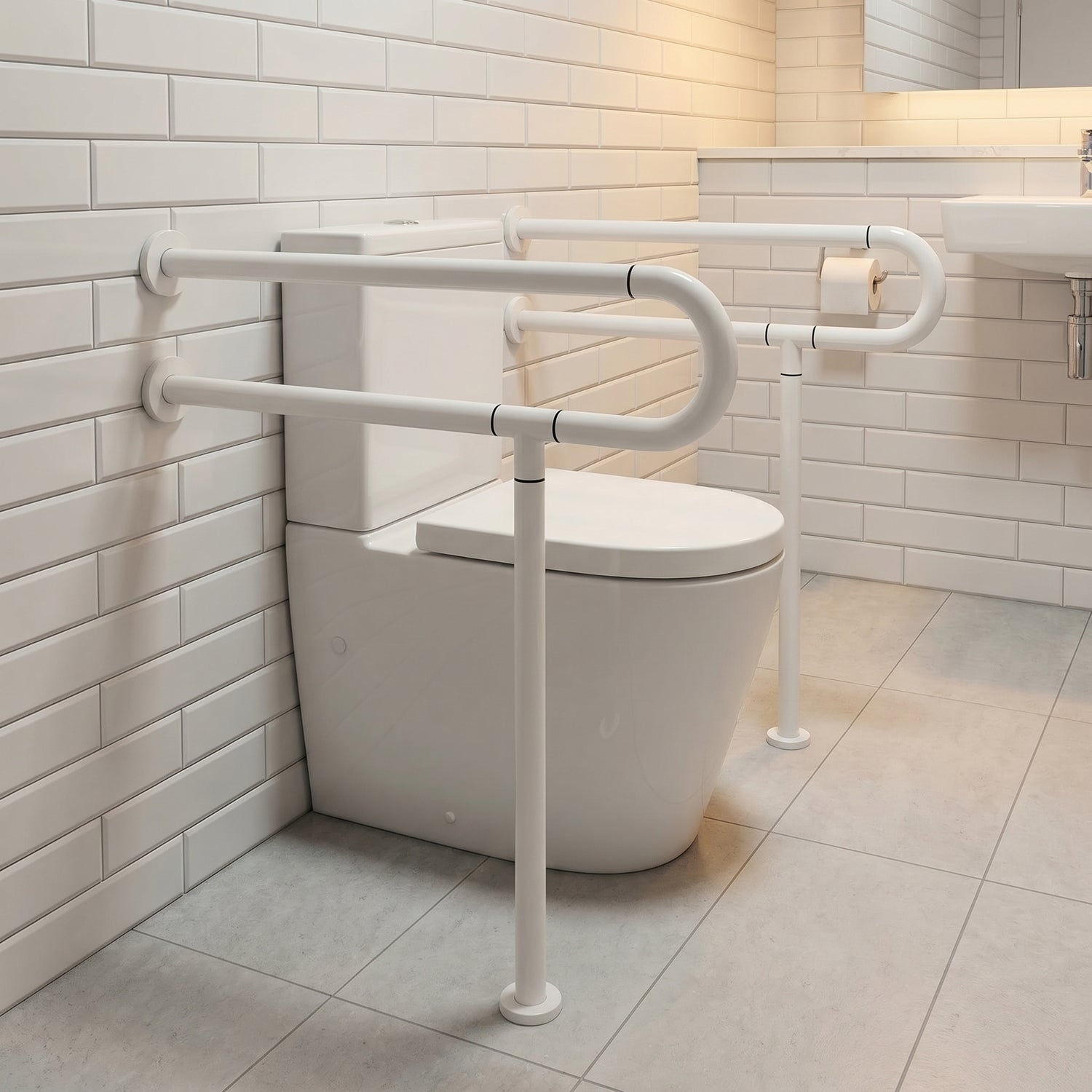 NGR03 U Nylon-Coated Stainless Steel U-Shaped Grab Bars for Washbasin & Urinal Areas