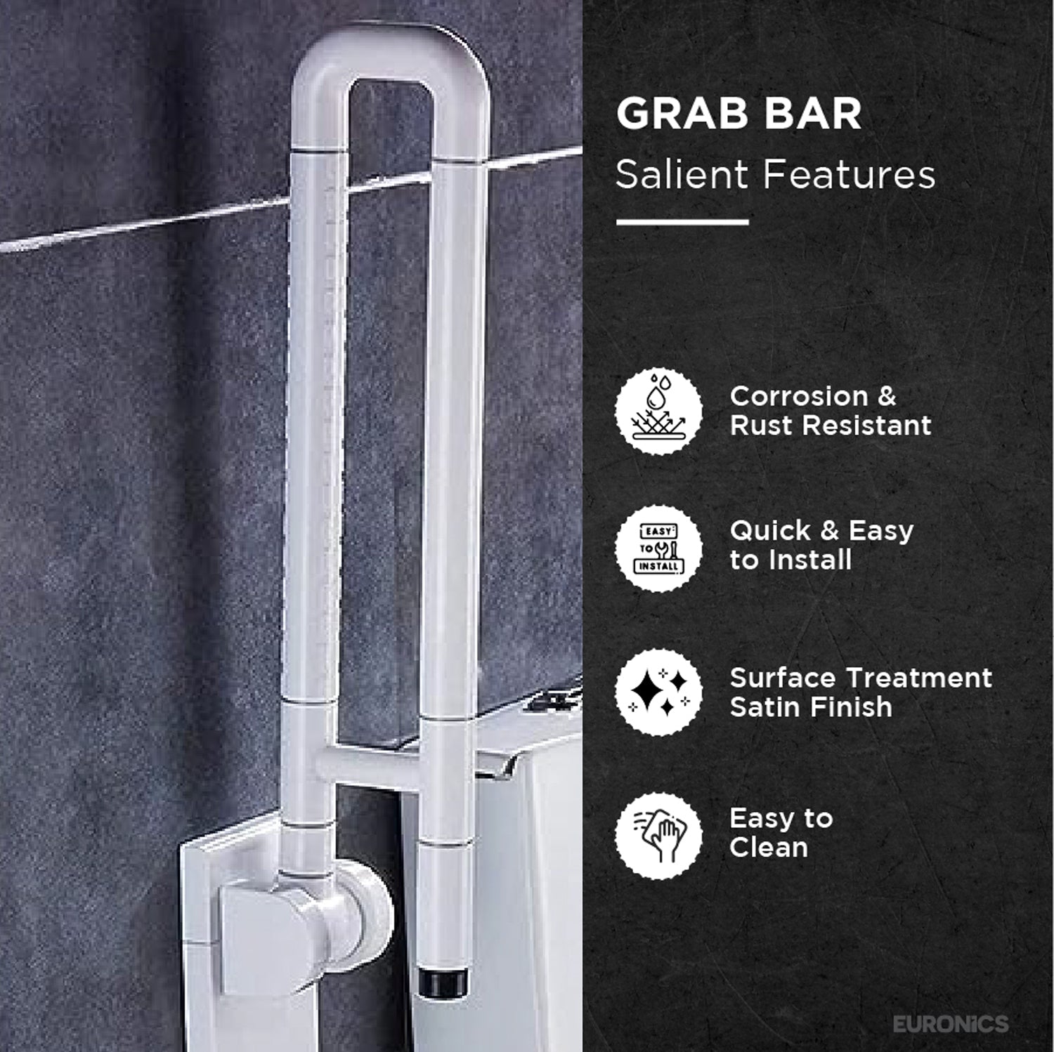 NGRS02 Swing-Type Nylon-Coated Stainless Steel Grab Bar for WC Areas
