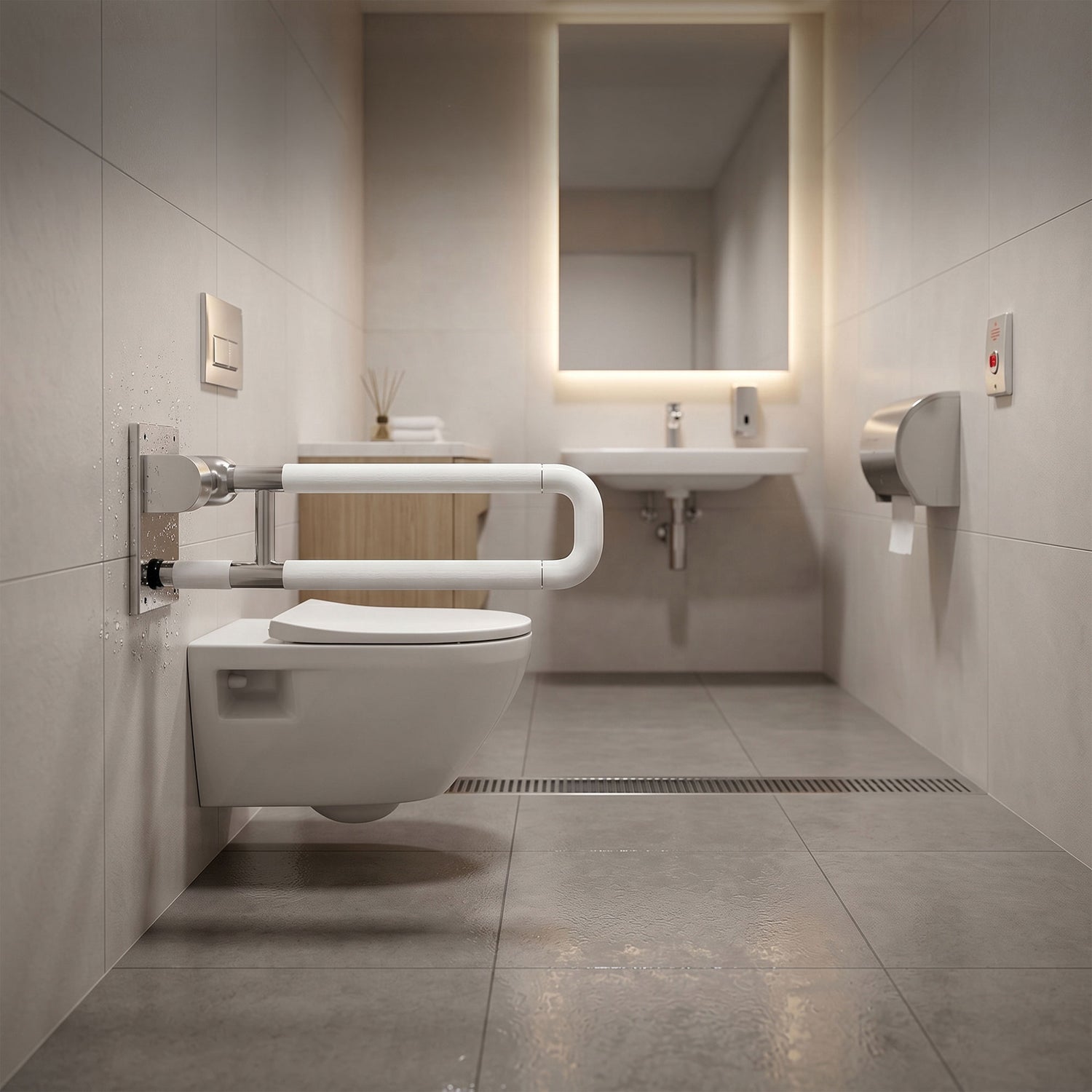 NGRS02 Swing-Type Nylon-Coated Stainless Steel Grab Bar for WC Areas