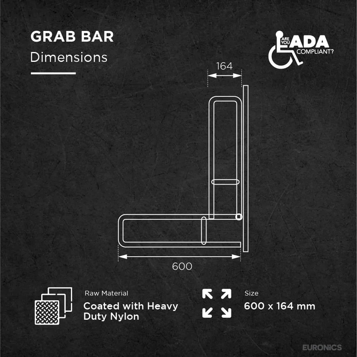 Image of NGRS02 Swing-Type Nylon-Coated Stainless Steel Grab Bar for WC Areas