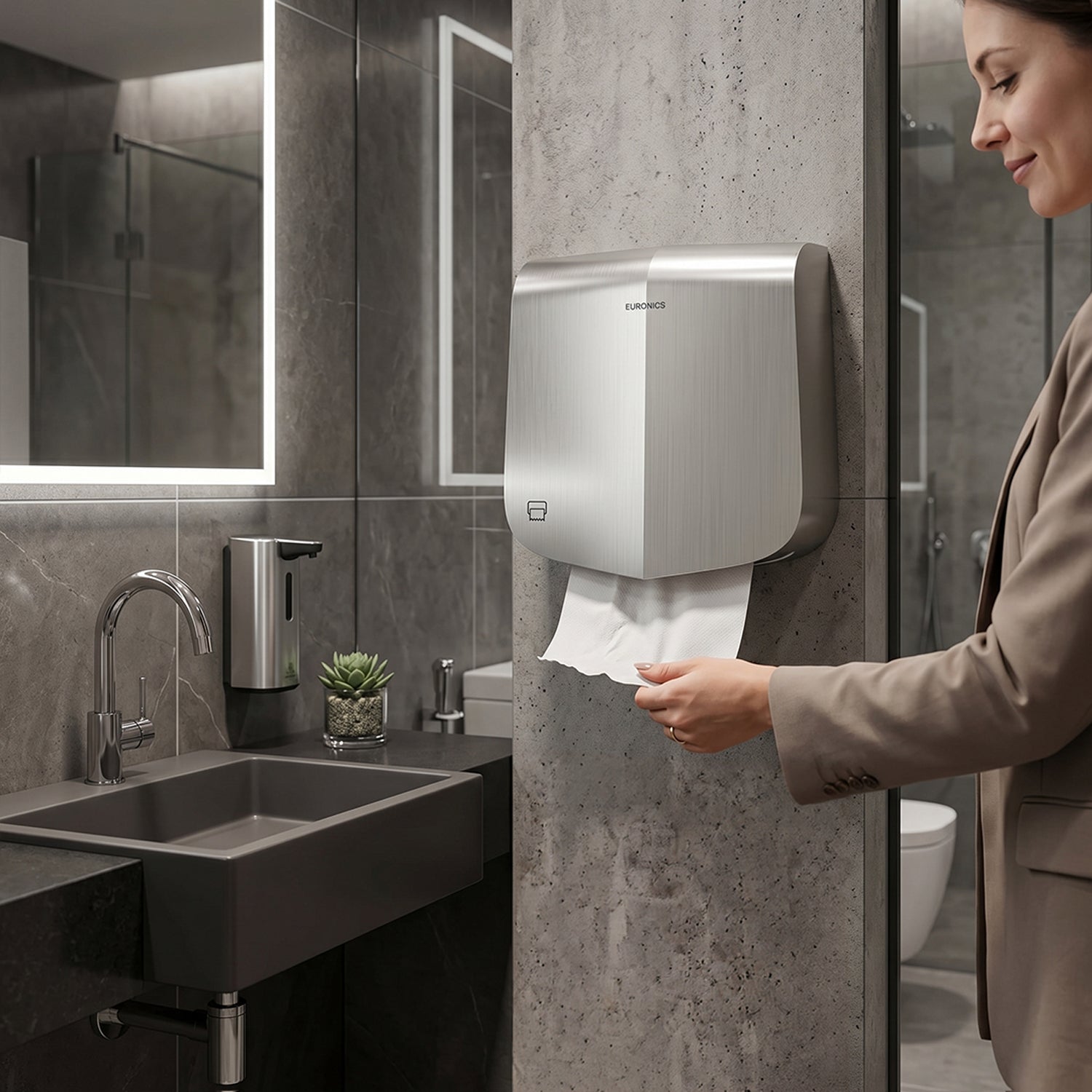 Tierra Premium Manual Stainless Steel Paper Towel Dispenser for Washbasin Areas