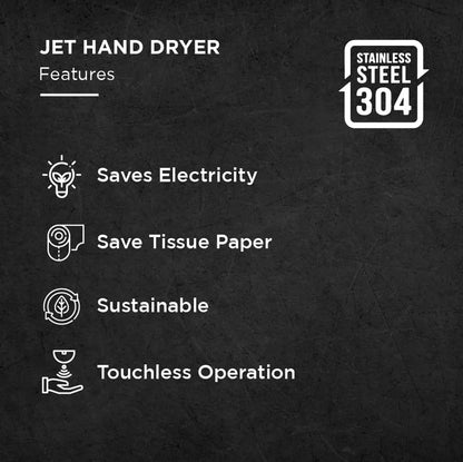 XJD3B  | Jet Automatic Hand Dryer (Brushless Motor)/ Premium Stainless-Steel Jet Automatic Hand Dryer for High-Traffic Commercial Washrooms